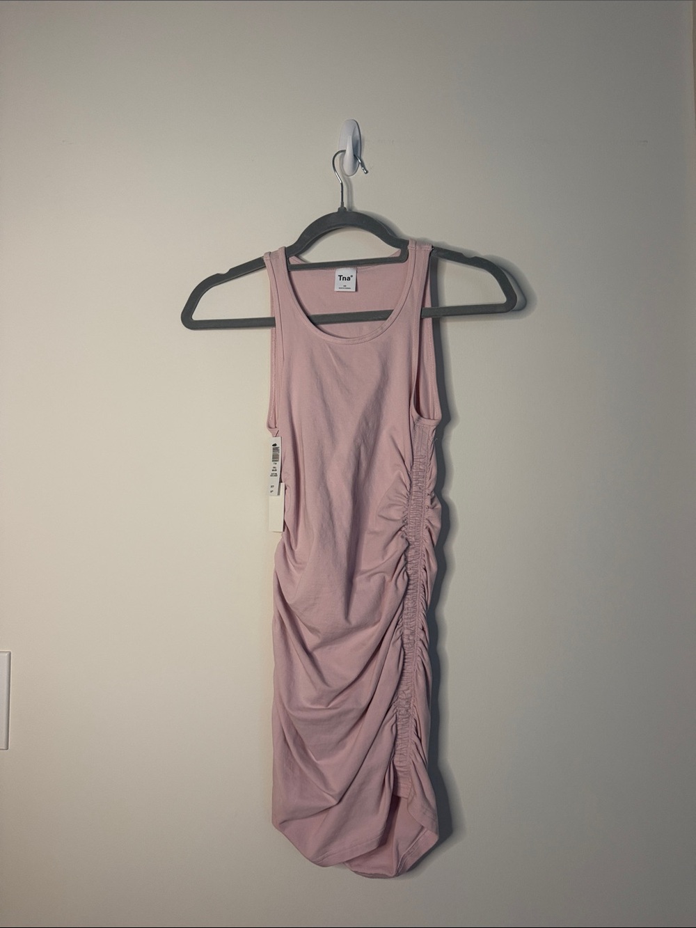 TNA Light Pink Ruched Tank Midi Dress